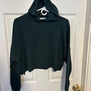 Dark Green Women's Cropped Hoodie